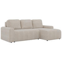 ECKSOFA NESSARO L Beige Cord - Rechts Seite - Beige/Schwarz, Kunststoff/Textil (151/244cm) - MKS