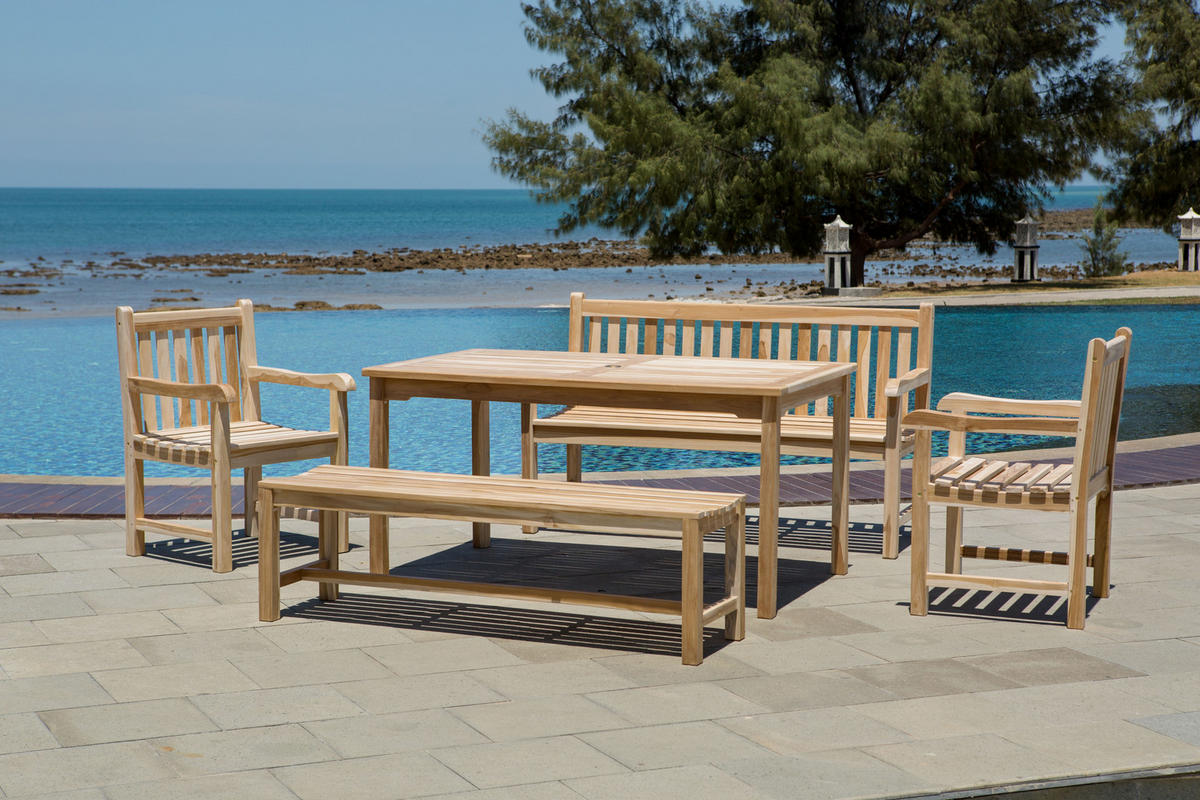 GARTENSITZBANK, 150 cm,Teakholz Teaka 2-Sitzer - Naturfarben, Holz (150/92/63cm) - TPFGarden