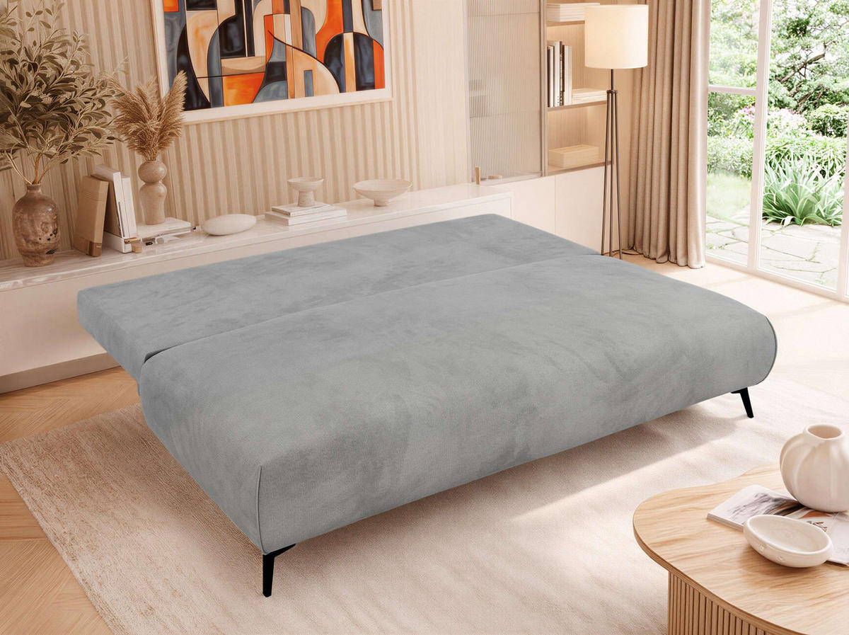 3-SITZER SOFA VIRENO - Hellgrau Velvet - Hellgrau/Schwarz, Textil/Metall (197/95/102cm) - MKS