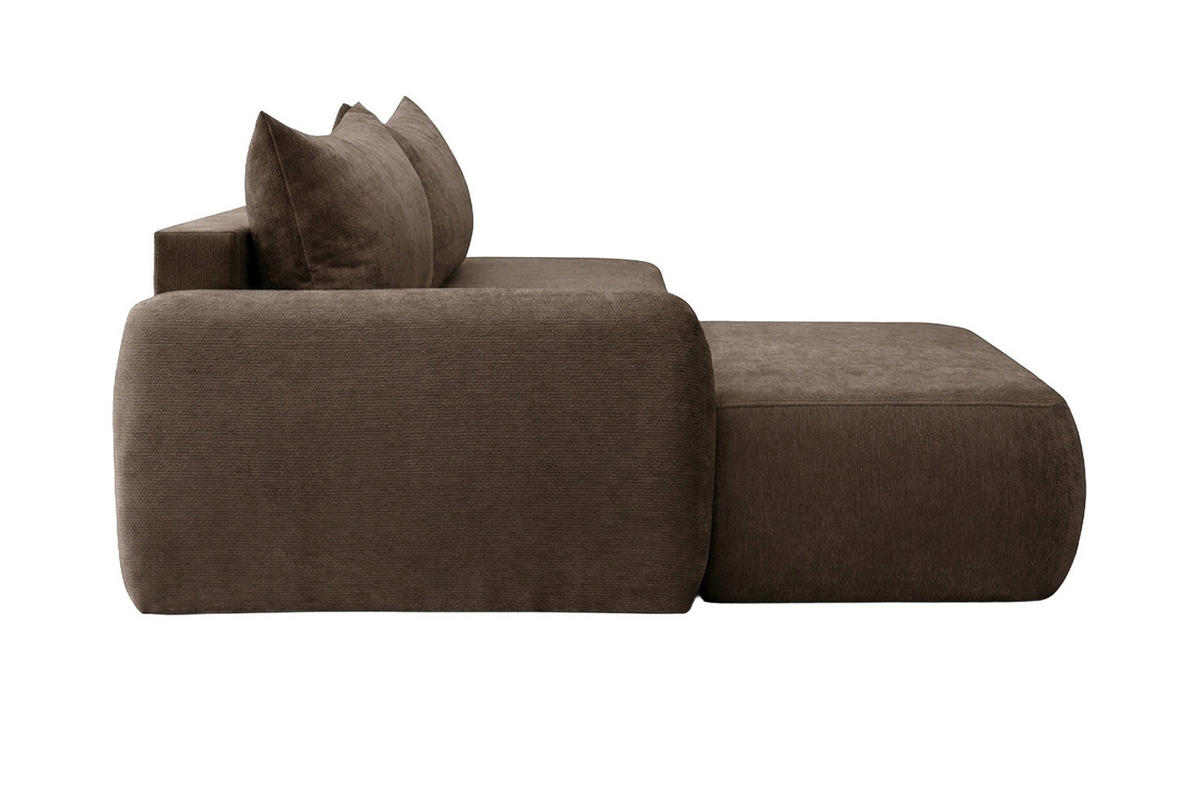ECKSOFA Mit Schlaffunktion Und Bettkasten, Velvet-Stoff Vena, Dunkelbeige, Links, HELA I - Beige, Holz (302/184cm) - Kaiser Möbel