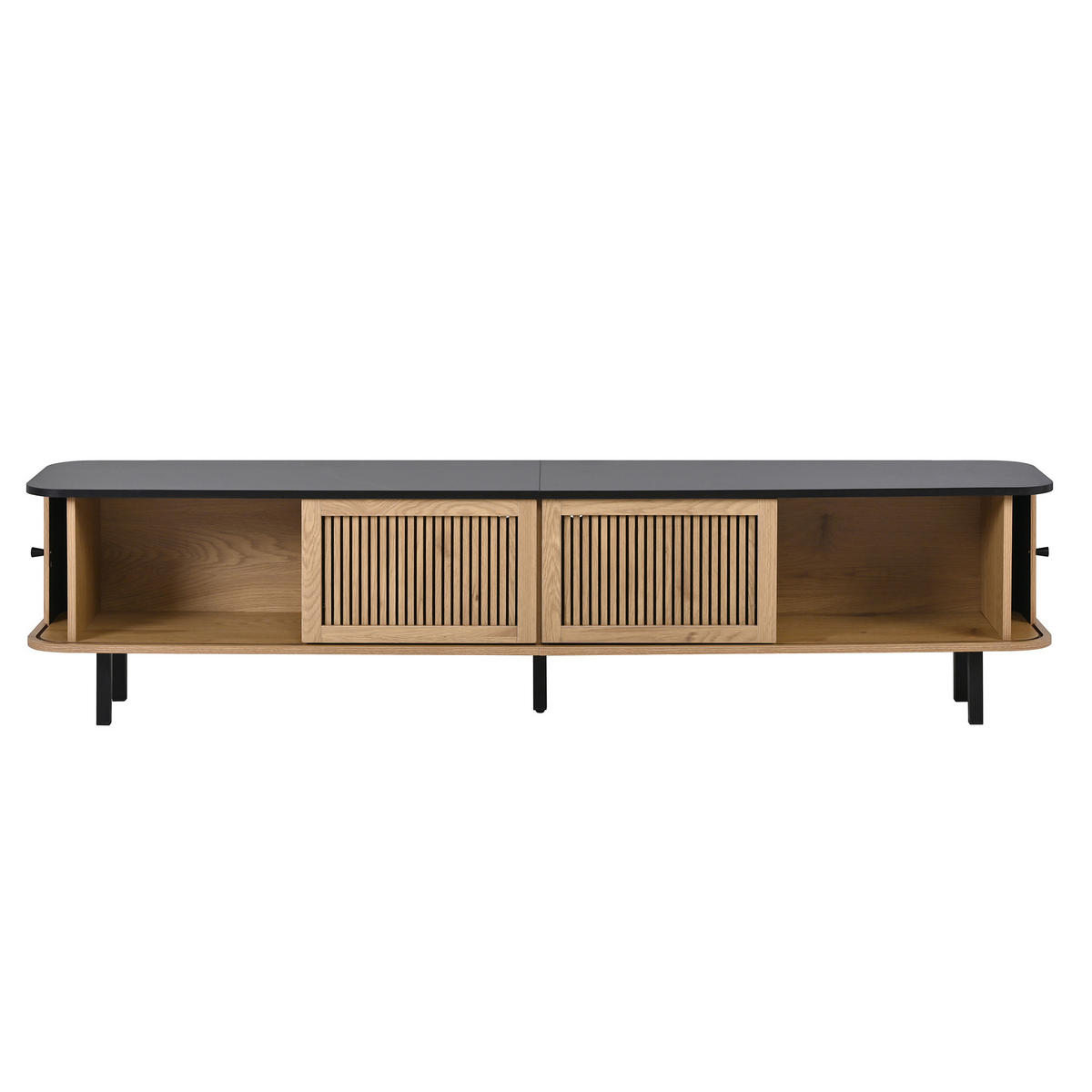 TV-LOWBOARD 190 x 30 x 45 cm, 2 Schiebetüren, Rattanoptik, runde Metallgriffe, Natur - Naturfarben, Holzwerkstoff (190/45/30cm)
