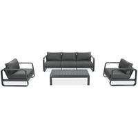 ZAHRADNÍ SADA Selene se sofa, křesly a konferenčním stolkem, pro 5 osob, kovové nohy, tmavě šedá - tmavě šedá, kov - Beautysofa