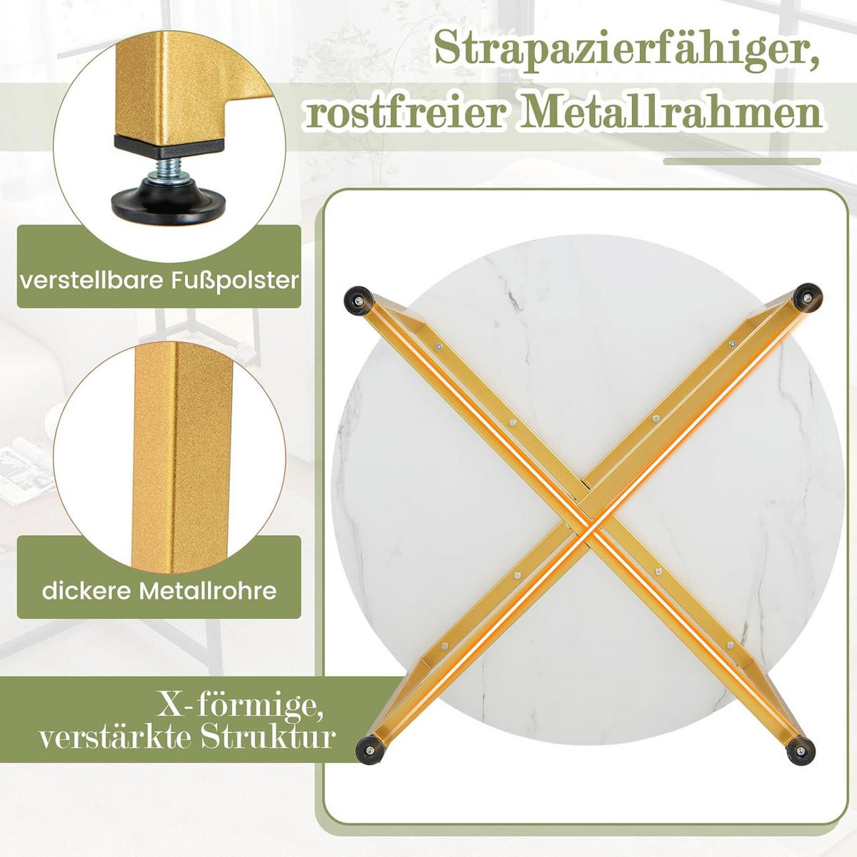 BEISTELLTISCH Weiß(3-teilig) - Weiß, Holzwerkstoff (80/80/42cm) - COSTWAY