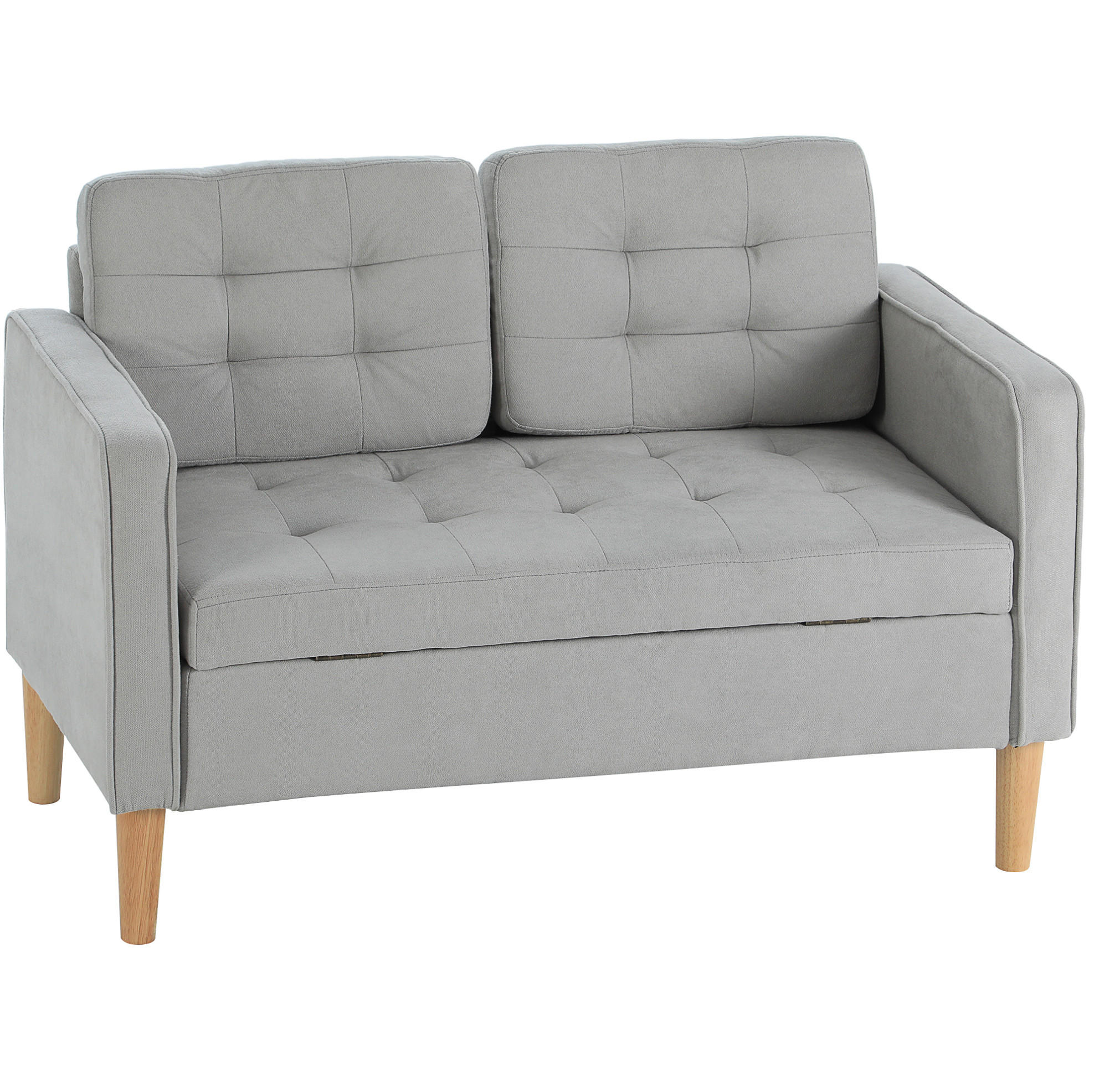 SOFA 2-Sitzer mit Stauraum 117 cm Samtoptik Hellgrau - Hellgrau, Holzwerkstoff (117/78/62cm) - Meubliv