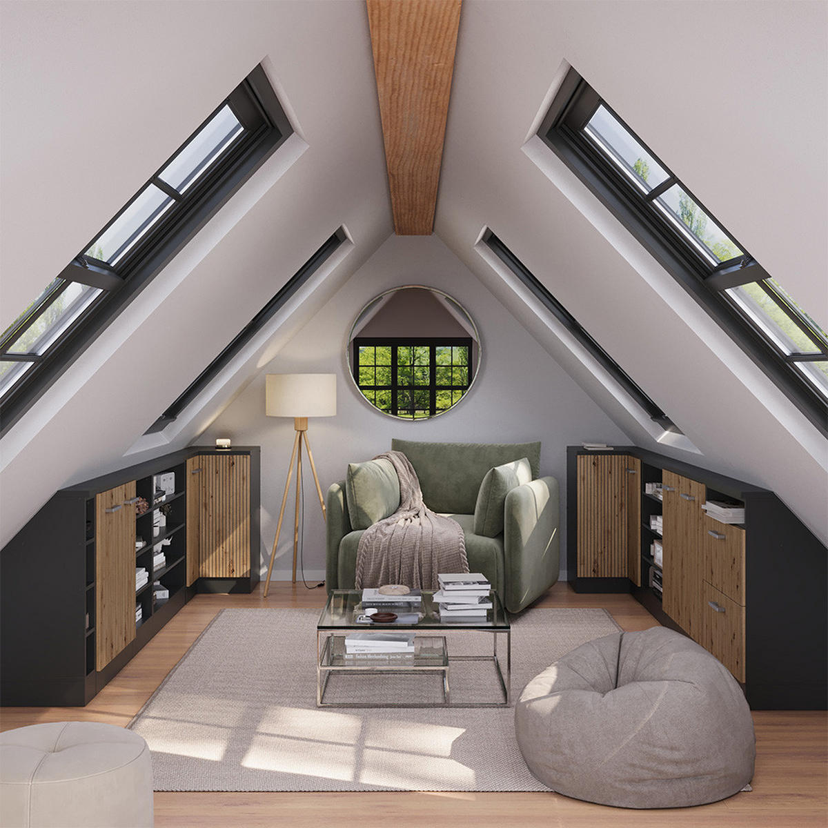 DACHSCHRÄGENSCHRANK ECKSCHRANK Rion Artisan Eiche/Anthrazit 75.6 x 81.6 cm mit 1 Tür - Anthrazit/Eiche Artisan, Holzwerkstoff (75.6/81.6/75.6cm) - Vicco