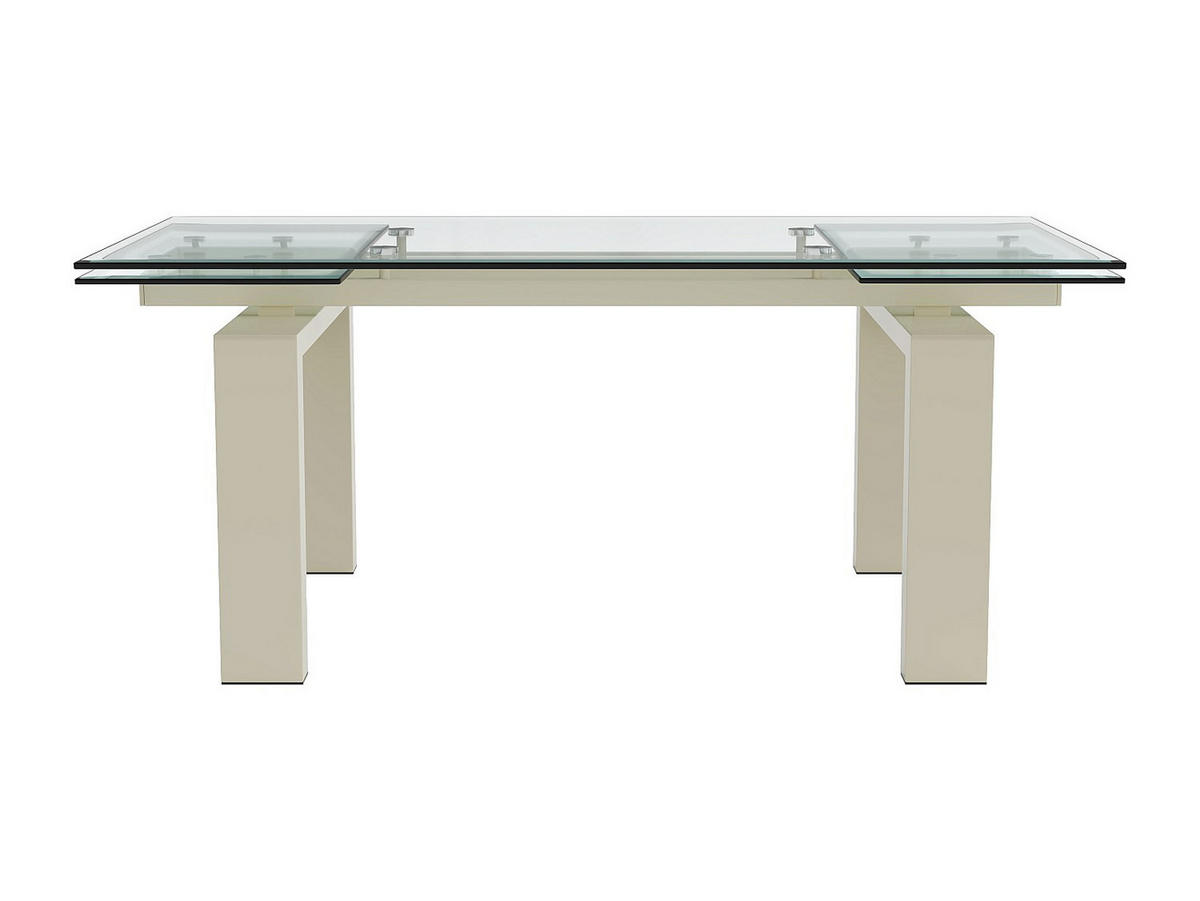 ESSTISCH ausziehbar - Glas & Metall - 8-10 Personen - Beige & Transparent - LUBANA - Transparent/Beige, Glas (270/100/76cm) - Vente-Unique