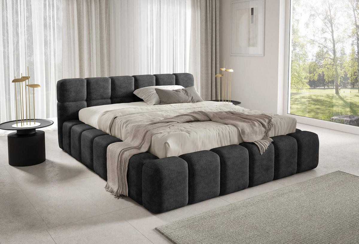 POLSTERBETT NUBO Premium 180x200 cm mit Bettkasten – PERFECT HARMONY 90 - Dunkelgrau, Holz (180/200cm) - Dekori_Interiors