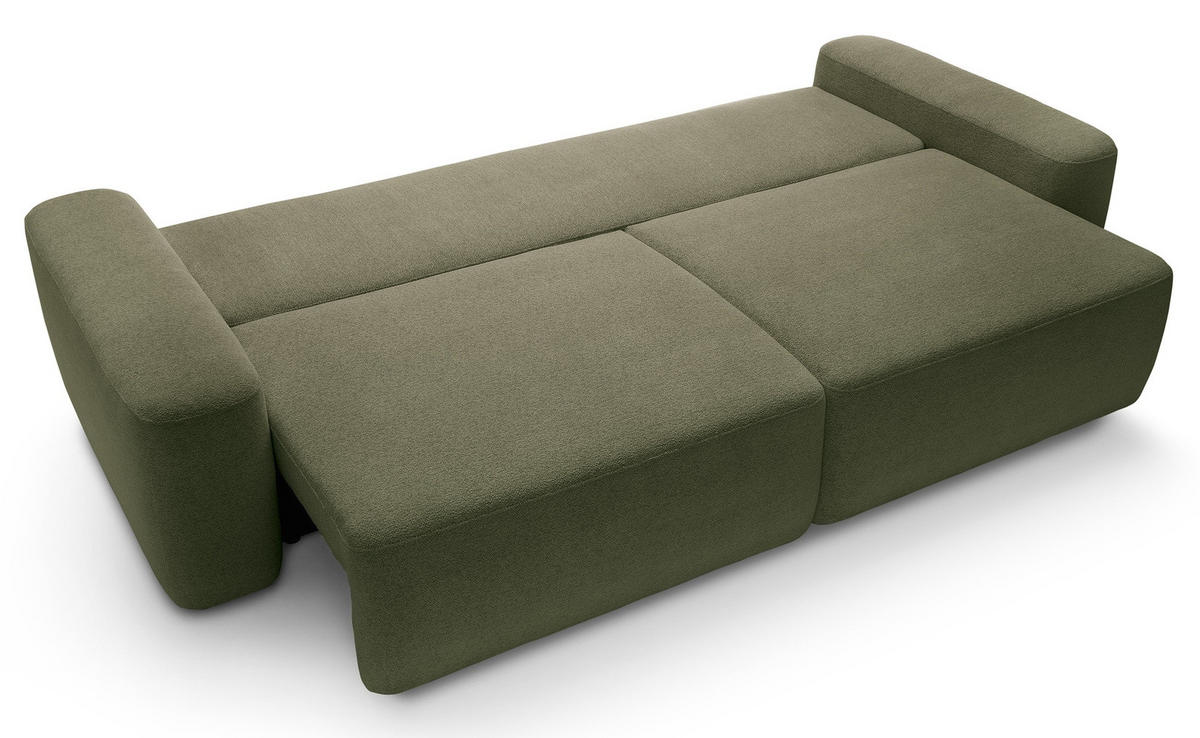 POLSTERSOFA 260 cm Orea, Schlaffunktion, Bettkasten, Grün - Grün, Holz (257/82/105cm) - Emporius