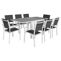 GARTENMÖBEL Lampedusa Grau und weiß 8 Plätze - Weiß, Metall - Happy Garden