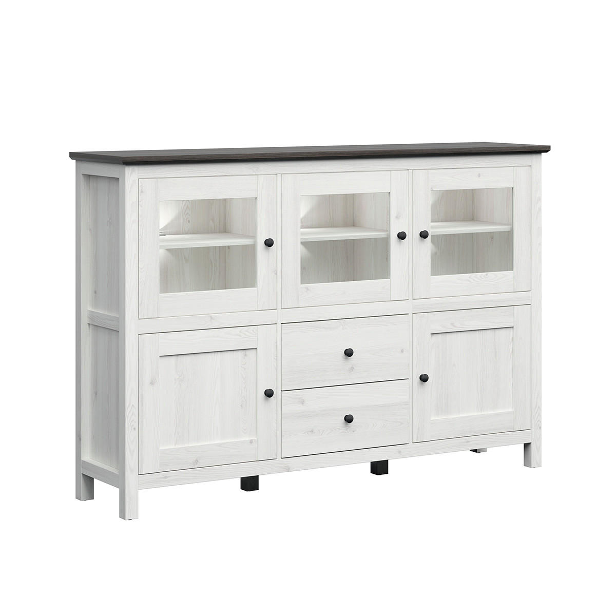 SIDEBOARD Duck Patiniertes Weiß und dunkles Holz - Weiß, Holzwerkstoff (186/126/44cm) - Petits-meubles