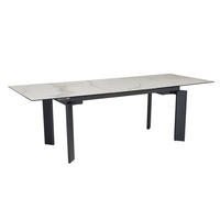 ESSTISCH Ausziehbar Keramik Glas Marmoroptik 180-240 MALTA, Weiß-Schwarz 180x95x77 cm - Schwarz/Weiß, Glas/Metall (95/180/77cm) - KADIMA DESIGN
