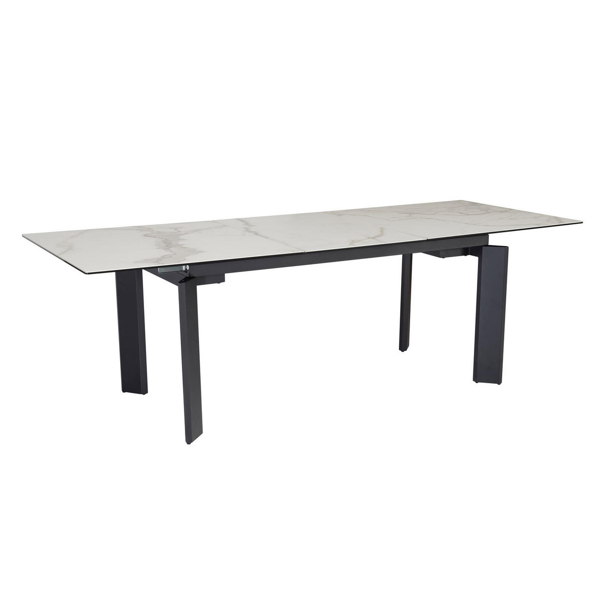 ESSTISCH Ausziehbar Keramik Glas Marmoroptik 180-240 MALTA, Weiß-Schwarz 180x95x77 cm - Schwarz/Weiß, Glas/Metall (95/180/77cm) - KADIMA DESIGN