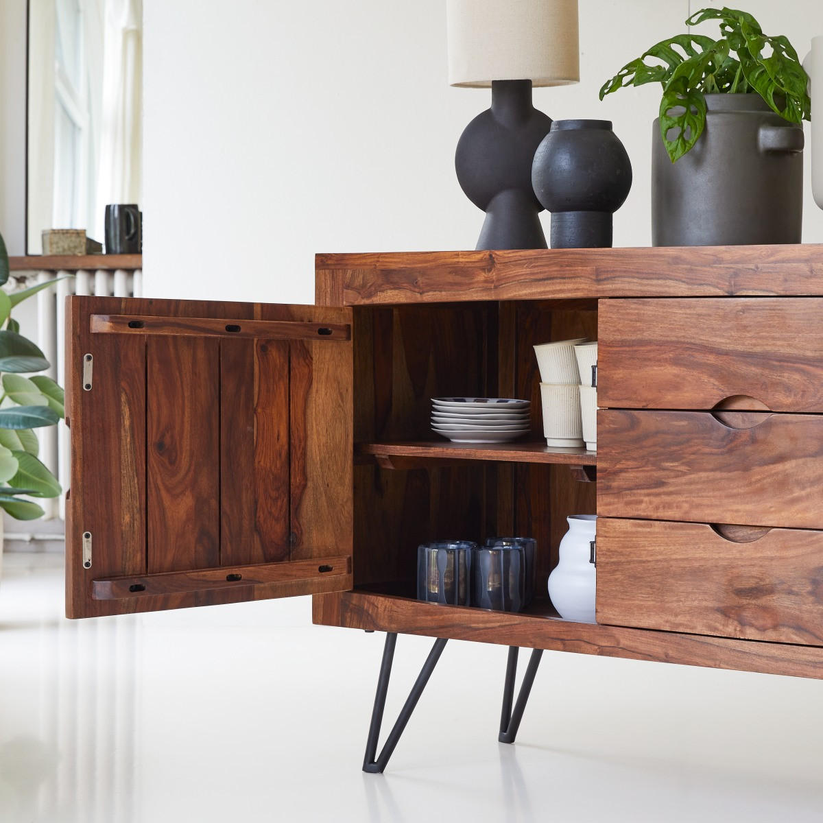 SIDEBOARD Bonnie Braun aus Palisander - Braun, Holz (150/77/45cm) - Tikamoon
