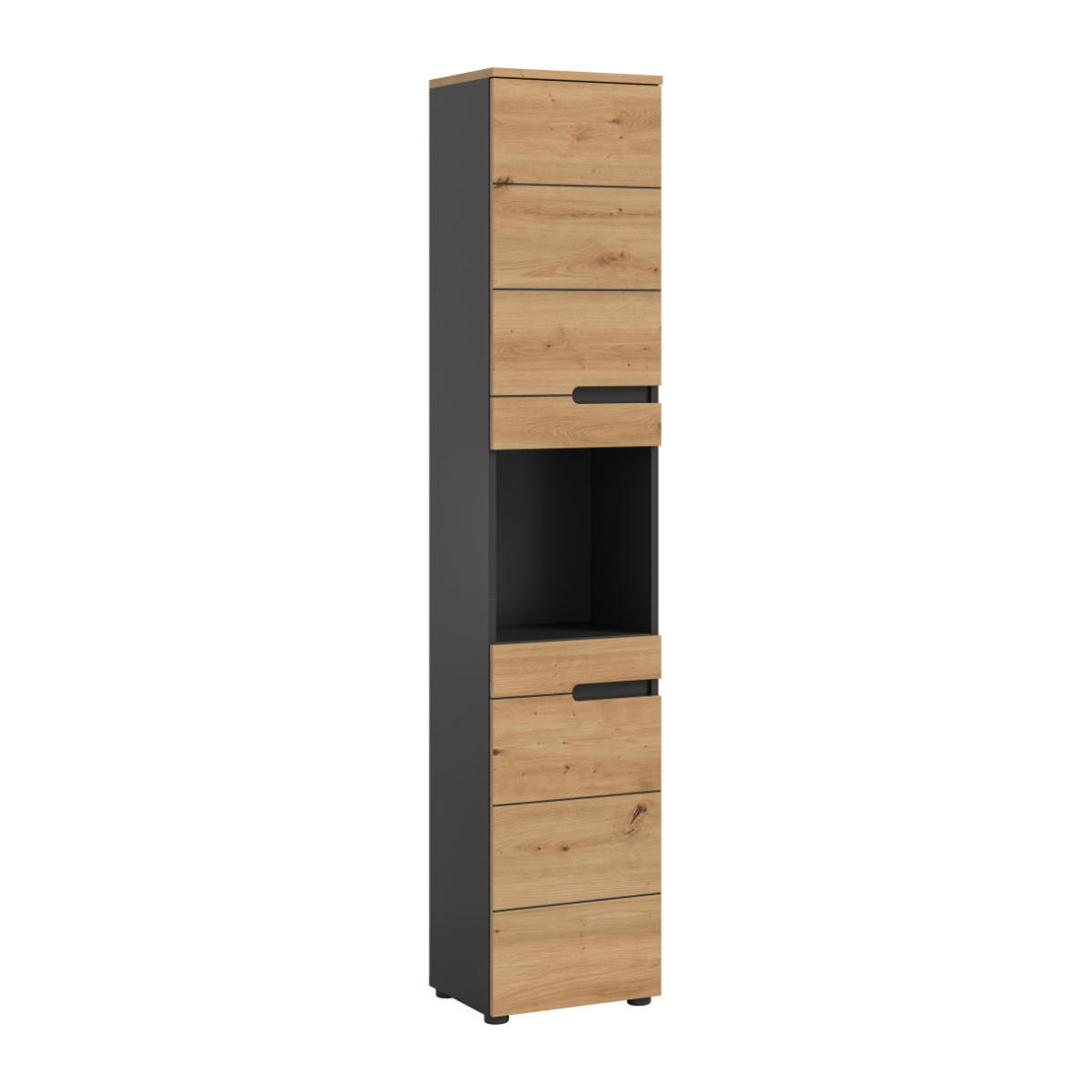 BADEZIMMERSCHRANK mit 2 Türen und 1 Nische 34/193/38 cm - Eschefarben, Holzwerkstoff (34/193/38cm) - Calicosy