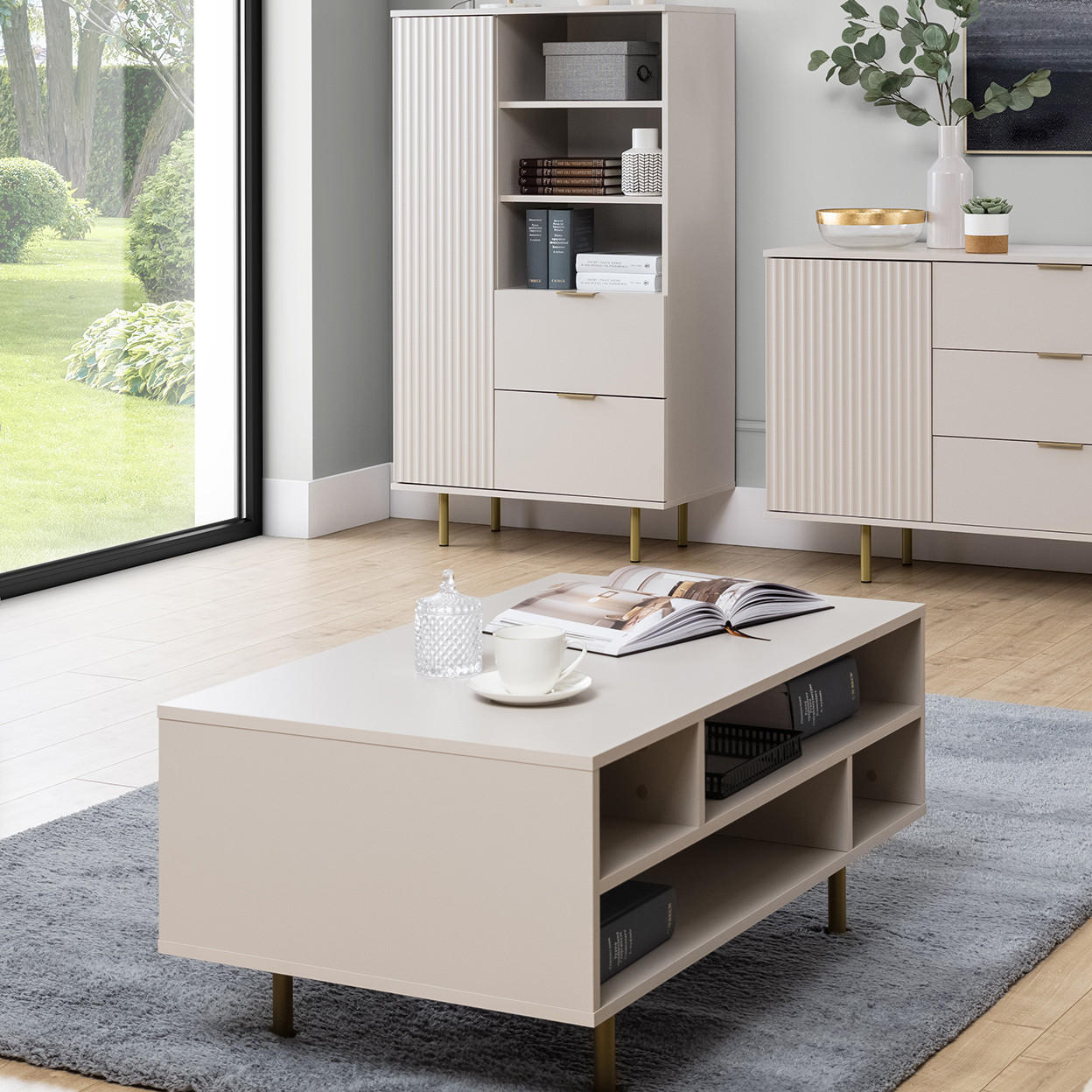 COUCHTISCH Bianco Kaschmir - Kaschmir, Holzwerkstoff (60/100/45cm) - Bettso