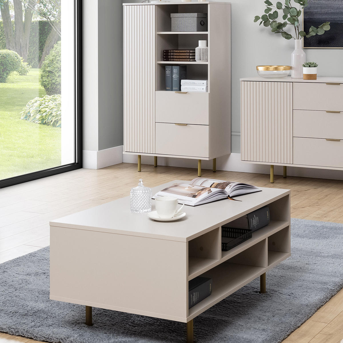 COUCHTISCH Bianco Kaschmir - Kaschmir, Holzwerkstoff (60/100/45cm) - Bettso