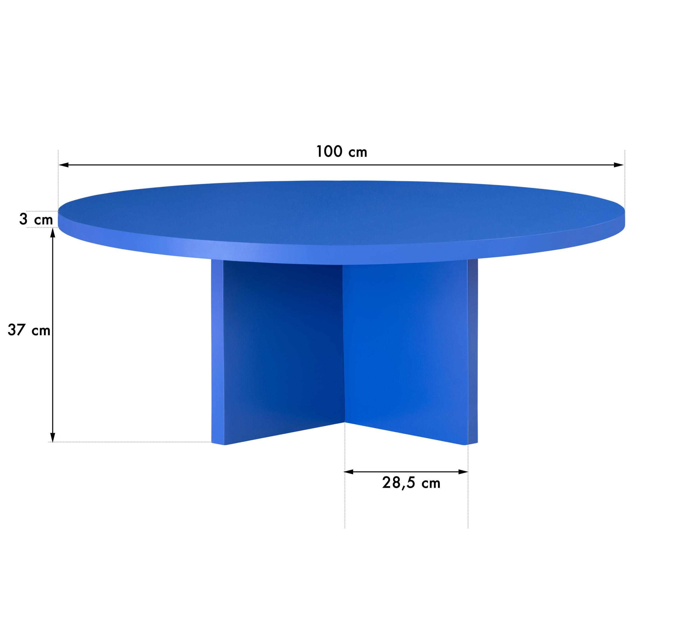 COUCHTISCH Runder, mit laminiertem 3 cm stark, Blau Preußen, 100 cm - Blau, Holzwerkstoff (100/100/42cm) - RNT By Really Nice Things