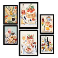 POSTER Set Mit 6 Nachspeisen In Foodies A3 & A4 Schwarzer Rahmen - Schwarz, Papier (29/3cm) - Nacnic