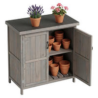 GARTENSCHRANK Grau Holz 88x75x44 cm - Grau, Holz/Papier (75/88/44cm) - Relaxdays