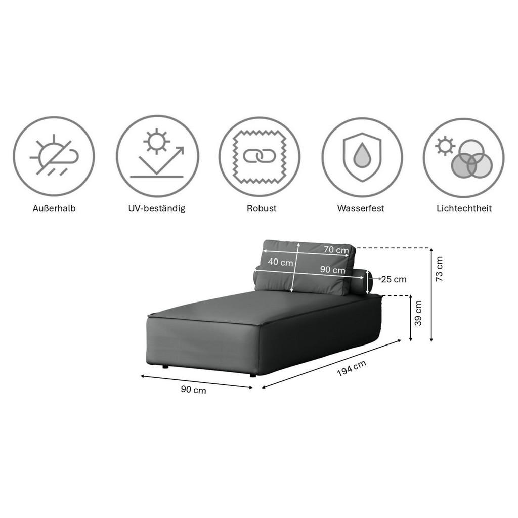 Thumbnail - Kaiser Möbel Gartenchaiselongue, Anthrazit, Holz, 90x73x194 cm, Gartenmöbel, Gartenliegen