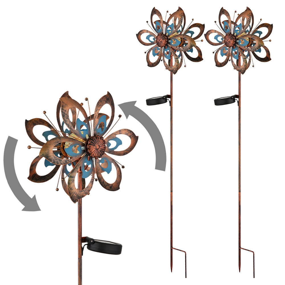 LED AUSSENLEUCHTE Metall Gold Windrad - Goldfarben, Glas (22.5/12/92cm) - Globo Lighting