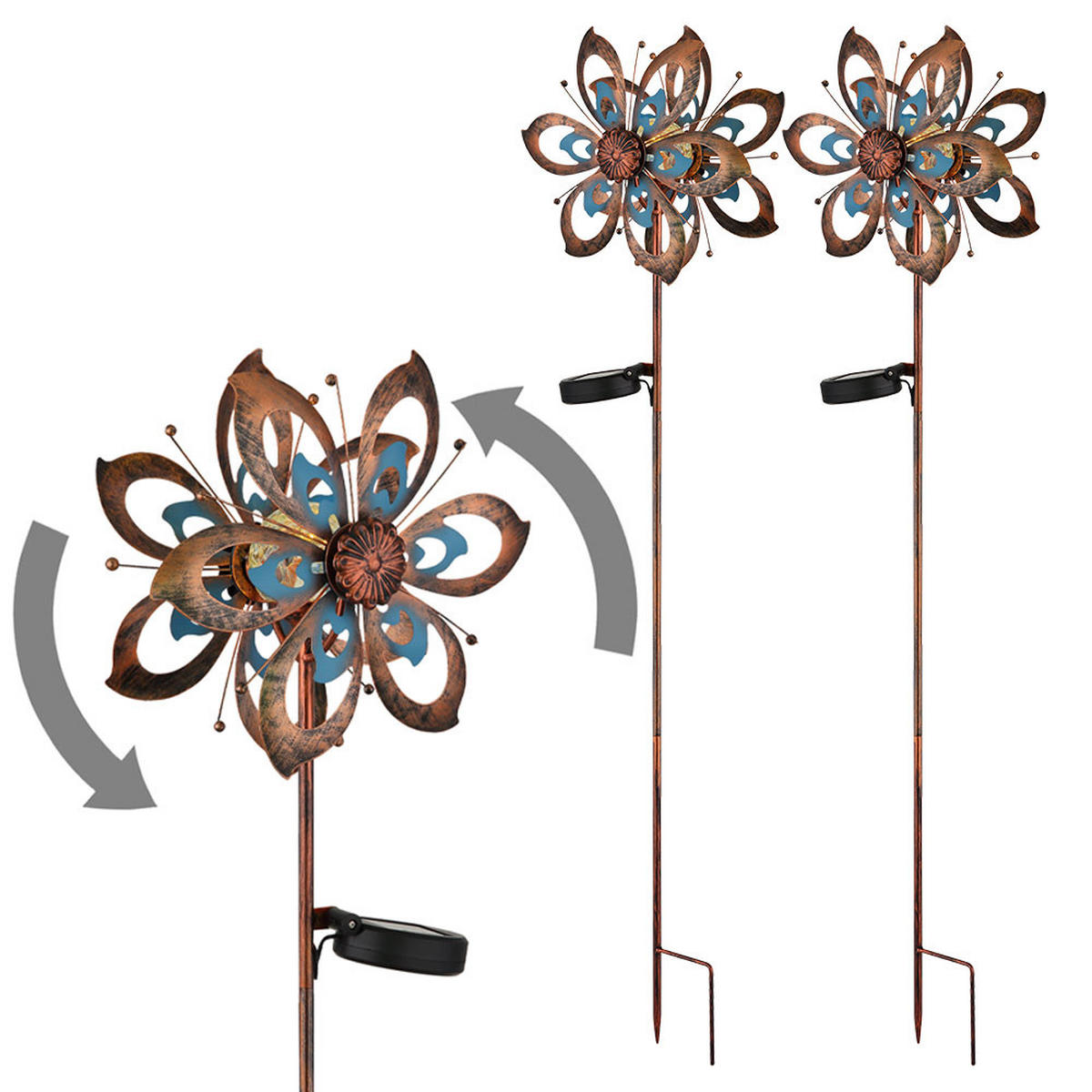 LED AUSSENLEUCHTE Metall Gold Windrad - Goldfarben, Glas (22.5/12/92cm) - Globo Lighting