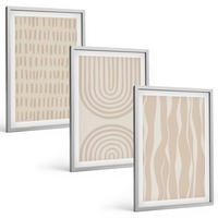 BILDER SET 3er Set - 40x60 cm Silberner Rahmen - Abstrakte beige Muster - Silberfarben, Kunststoff (40/60cm) - TULUP