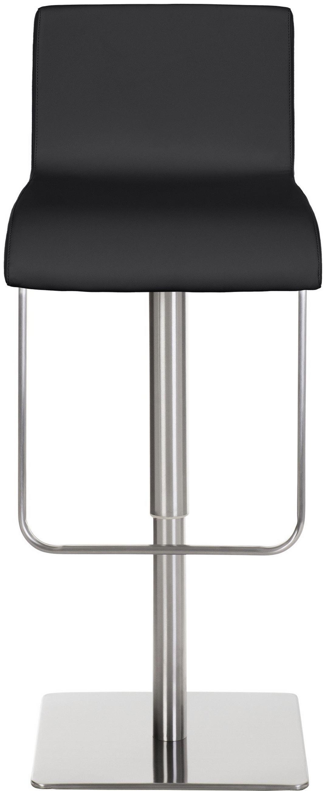 BARHOCKER Bitor Kunstleder Schwarz Silber - Schwarz, Leder/Metall (39/80/46cm) - DELUKE