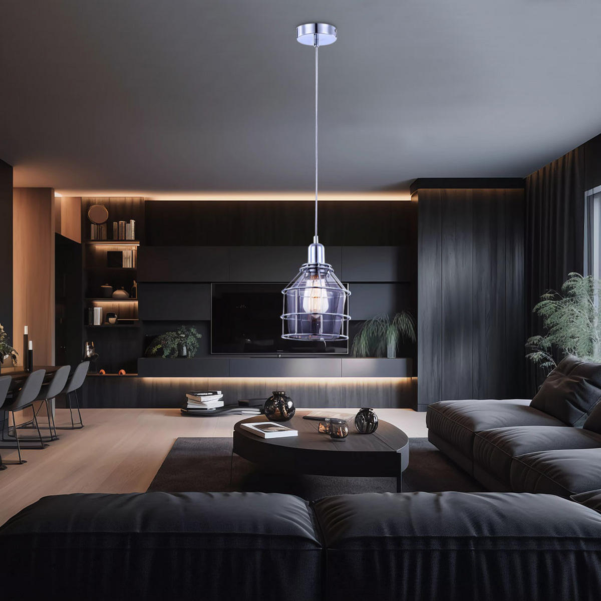 LED HÄNGELEUCHTE Metall Glas Silber - Silberfarben, Glas (16/16/124cm) - Globo Lighting