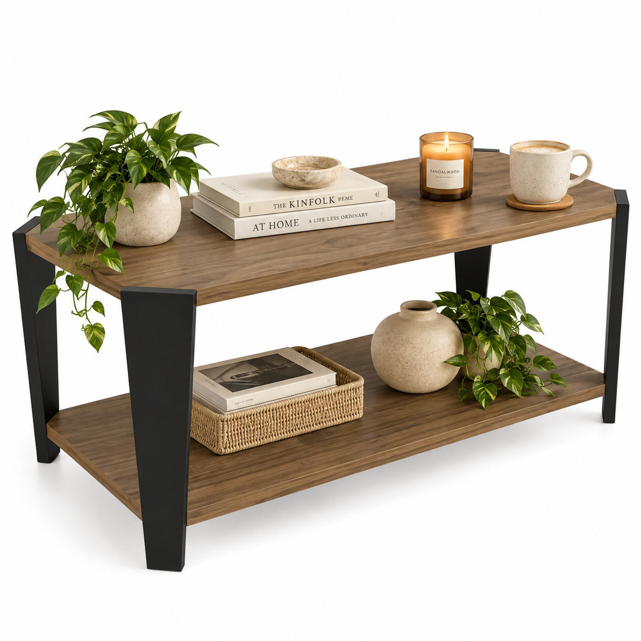 Decorotika Couchtisch Braun, Schwarz 47.5x33x91 cm