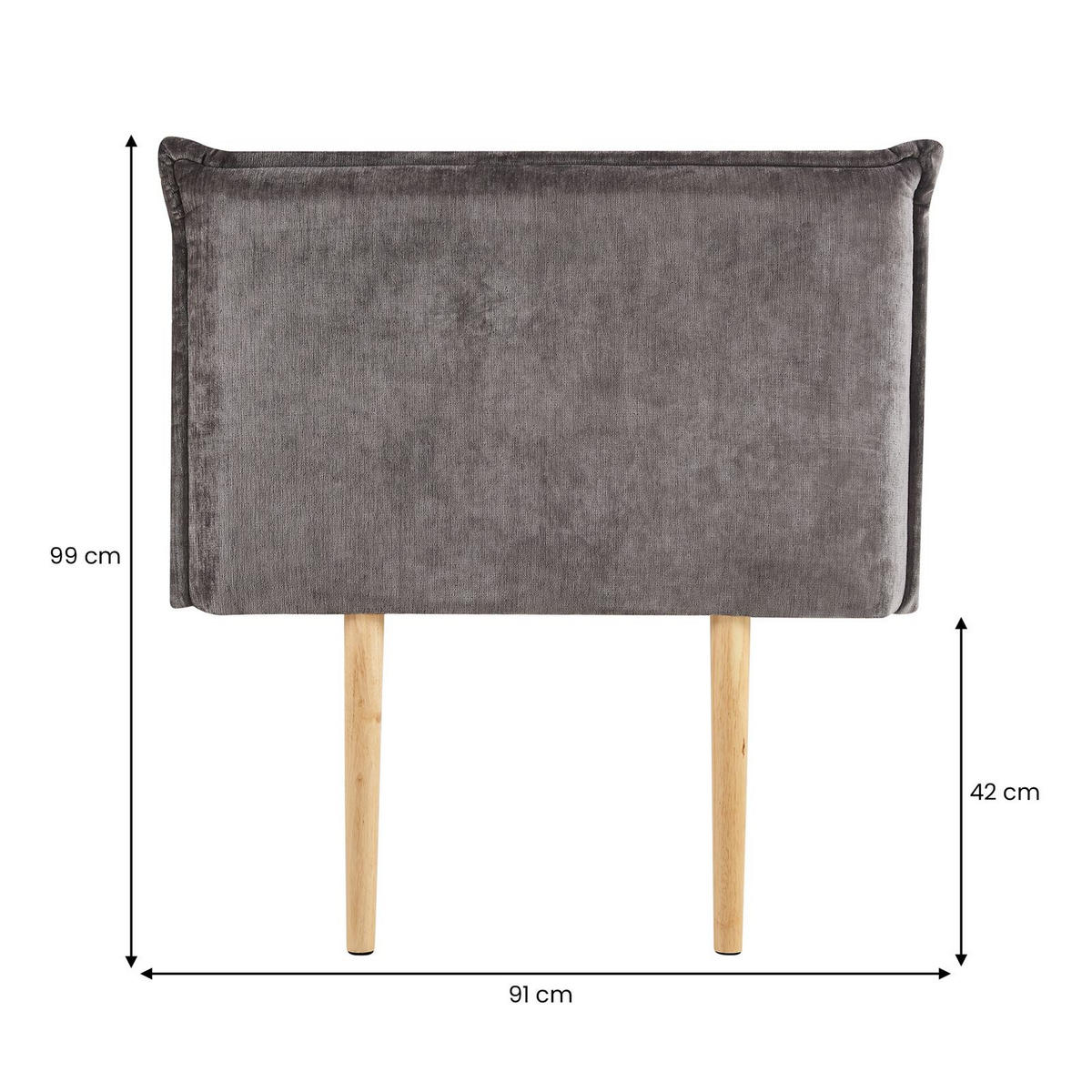 KOPFTEIL DELMO 90X190 CM - Grau, Textil (91/99/7cm) - IDIMEX