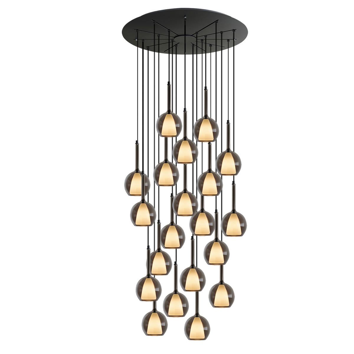 GALERIELEUCHTE Belluna 20-flammig Rauch Ø 14cm - Anthrazit, Glas (14/14/35cm) - s.luce
