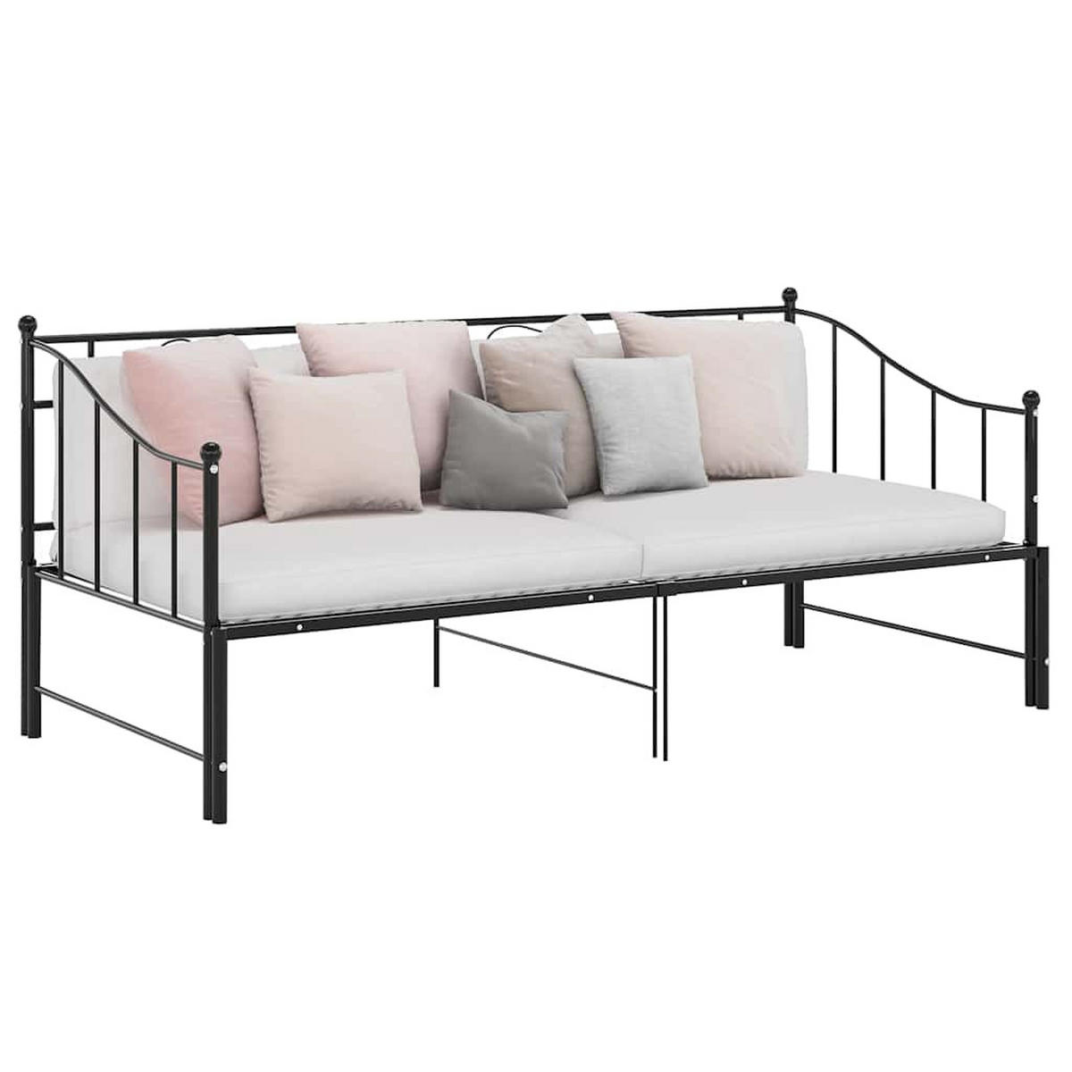 AUSZIEHSOFA Bettgestell Schwarz Metall 90/200 Cm - Schwarz, Naturmaterialien (90/200cm) - vidaXL