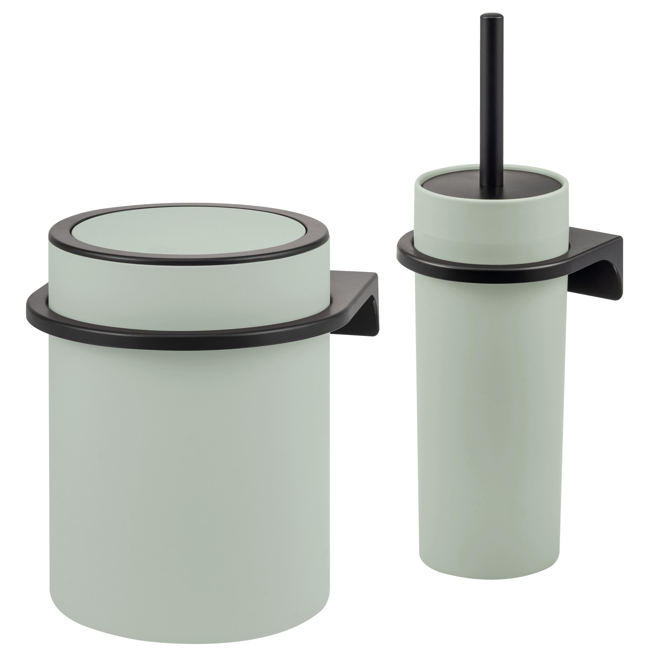 WC-GARNITUR 2-TLG. Bürste u. Eimer SAVONA Softtouch inkl. Wandhalterung, rund - salbei - Salbeigrün, Kunststoff (19/24.5/19cm) - bremermann