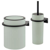 WC-GARNITUR 2-TLG. Bürste u. Eimer SAVONA Softtouch inkl. Wandhalterung, rund - salbei - Salbeigrün, Kunststoff (19/24.5/19cm) - bremermann