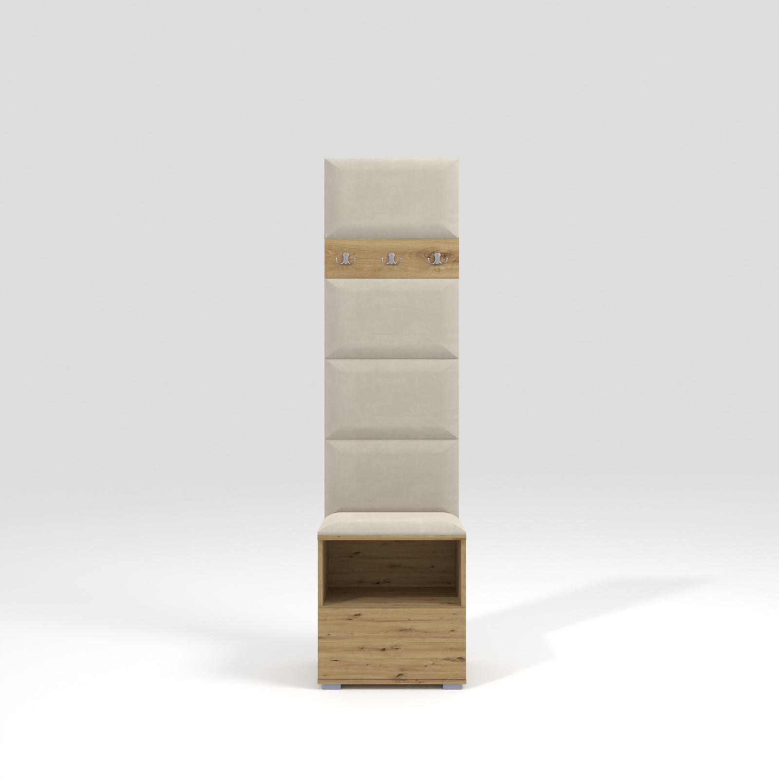 GARDEROBEN-SET Nela IV mit gepolsterten Paneelen 50/187/40 - Silberfarben/Creme, Holzwerkstoff/Kunststoff (50/187/40cm)