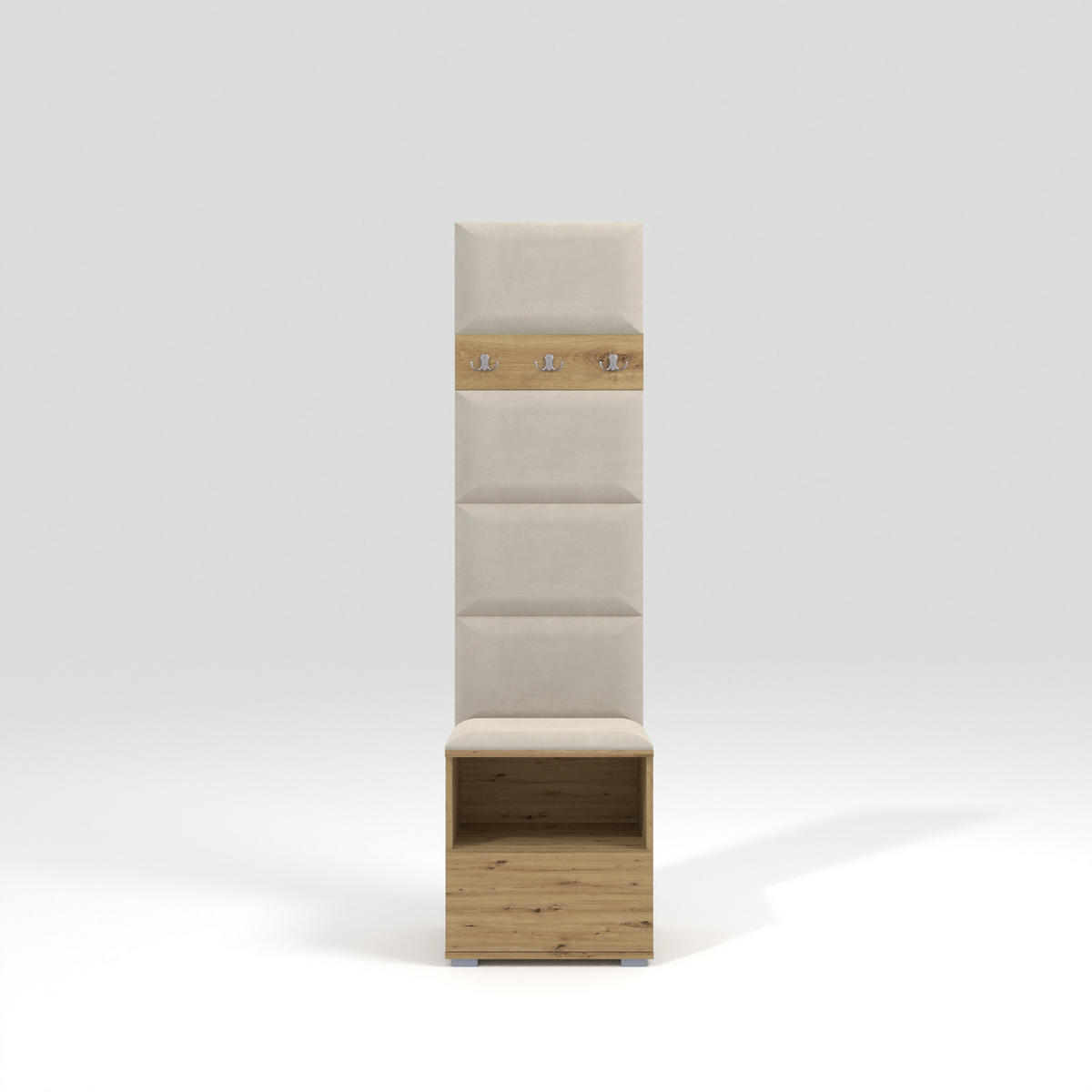 GARDEROBEN-SET Nela IV mit gepolsterten Paneelen 50/187/40 - Silberfarben/Creme, Holzwerkstoff/Kunststoff (50/187/40cm)