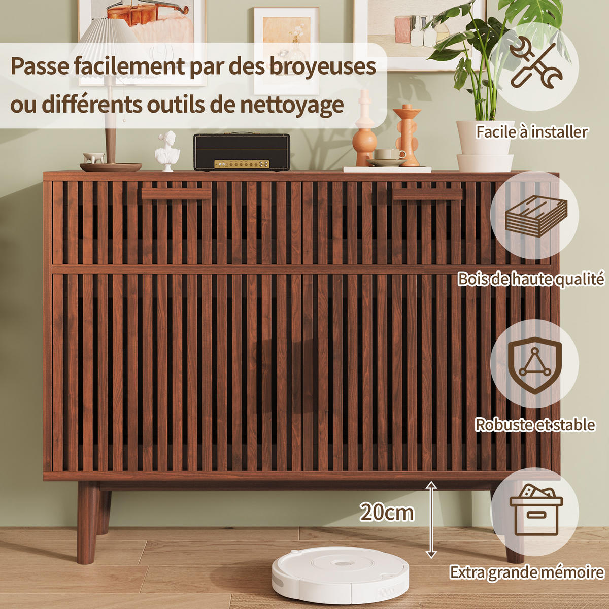 SIDEBOARD 100x35x80 cm 2 Schubladen 2 Türen Holz Walnuss - Braun, Holz (100/80/35cm) - Fortuna Lai