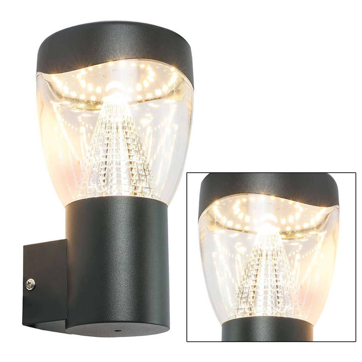 LED AUSSEN-WANDLEUCHTE DELTA Anthrazit Aluminium - Anthrazit, Metall (12/23/12cm) - Globo Lighting