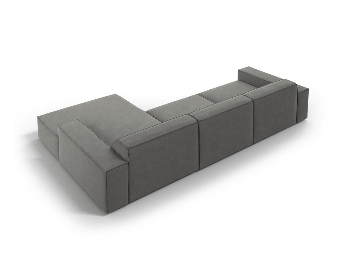 ECKSOFA rechts Jodie aus Samt hellgrau 4 Sitzplätze - Hellgrau, Textil (166/284cm) - Micadoni