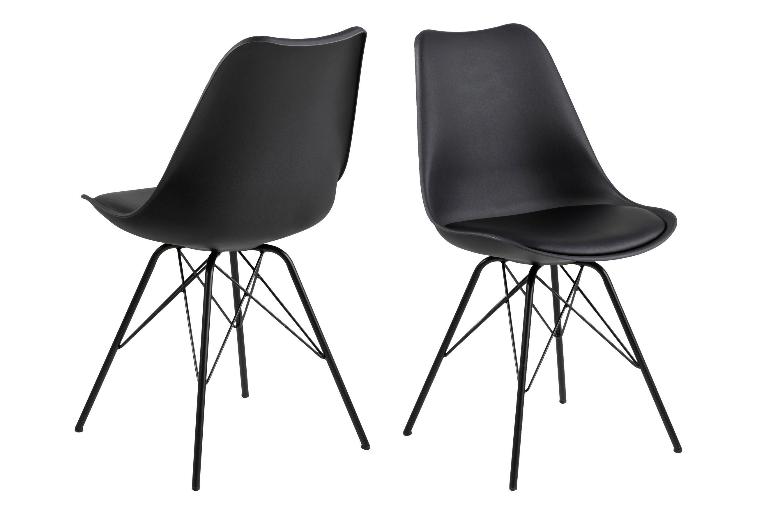 STUHL 2er-Set schwarz, Metall schwarz - Schwarz, Holzwerkstoff (48/86/54cm) - ebuy24