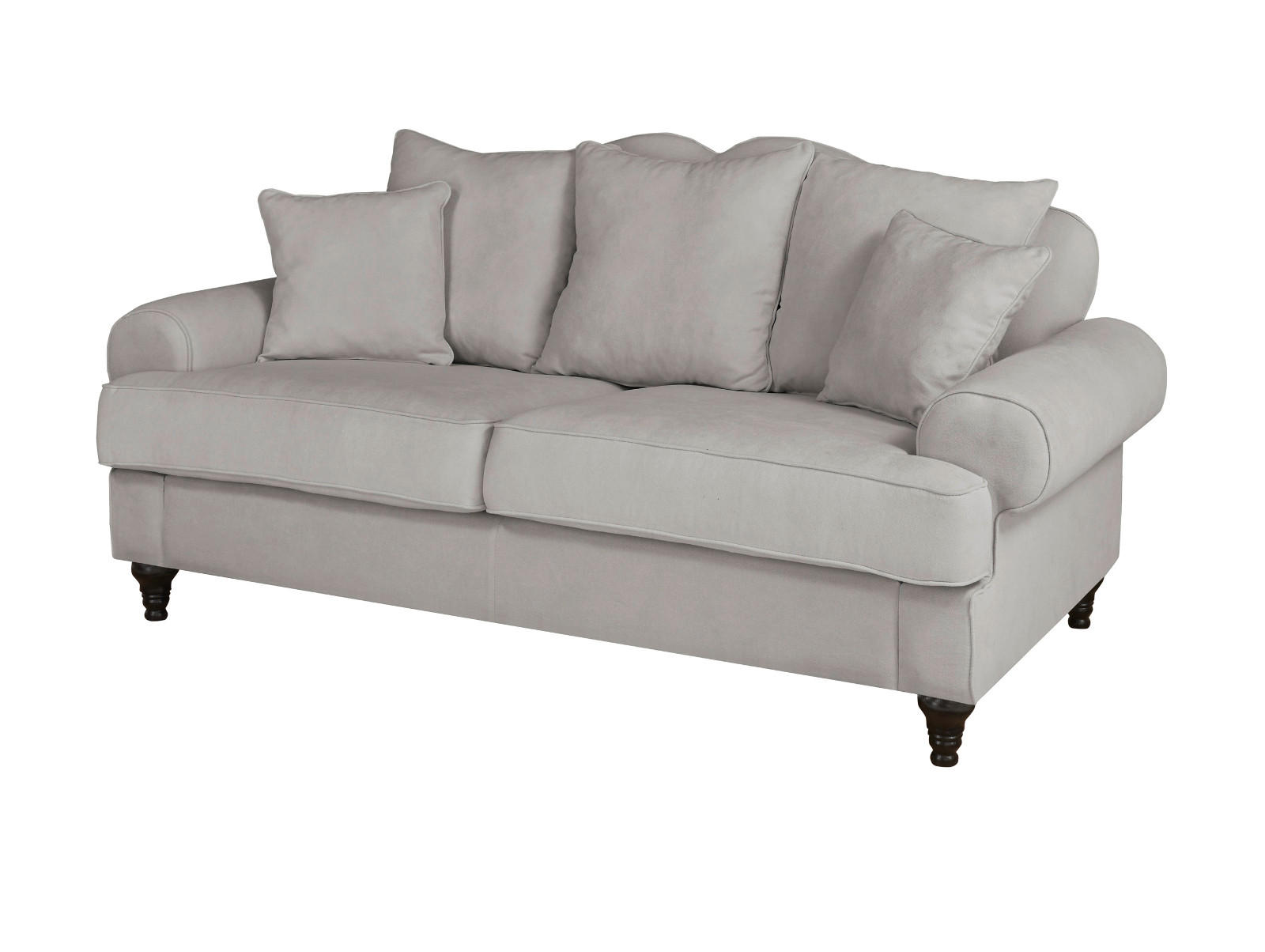 SOFA hellgrau Landhaus, Couch 3-Sitzer 200 cm - Hellgrau, Holz/Textil (200/95/100cm) - Furn.Design