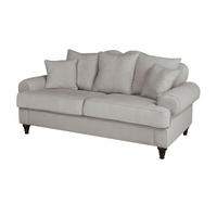 SOFA hellgrau Landhaus, Couch 3-Sitzer 200 cm - Hellgrau, Holz/Textil (200/95/100cm) - Furn.Design