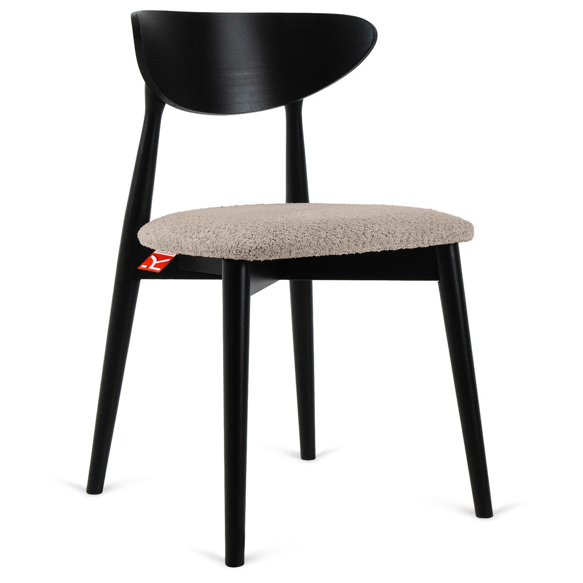 HOLZSTUHL RABI Küchenstuhl, 2-er Stuhl, Bouclé - Beige/Schwarz, Holz/Textil (47/79/45cm) - KONSIMO®