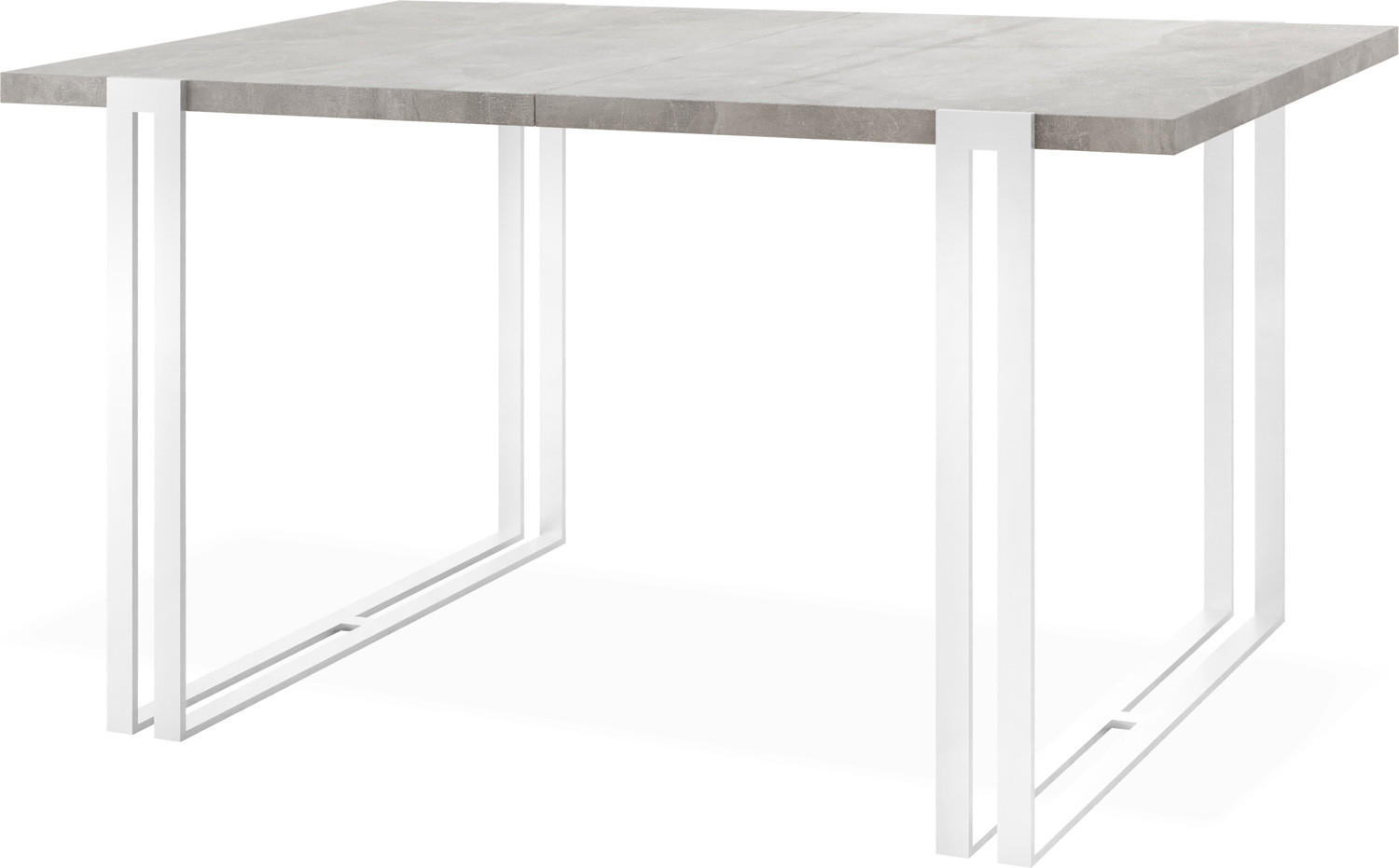 ESSTISCH Lilo rechteckig ausziehbar, Grauer Beton 160-260/90/76 cm - Hellgrau/Weiß, Holzwerkstoff/Metall (160/90/76cm) - WFL GROUP