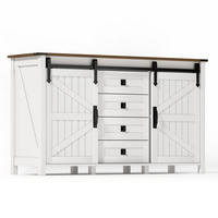 BUFFETSCHRANK weiß aus MDF mit Schiebetüren im Landhausstil 137 × 40 × 81,5 cm - Weiß, Holzwerkstoff (137/81.5/40cm) - Luhomfu