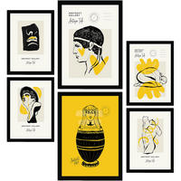 POSTER Set Mit 6 Black Ink Body Cult Größe A3 & A4 Schwarzer Rahmen - Schwarz, Papier (29.7/1cm) - Nacnic