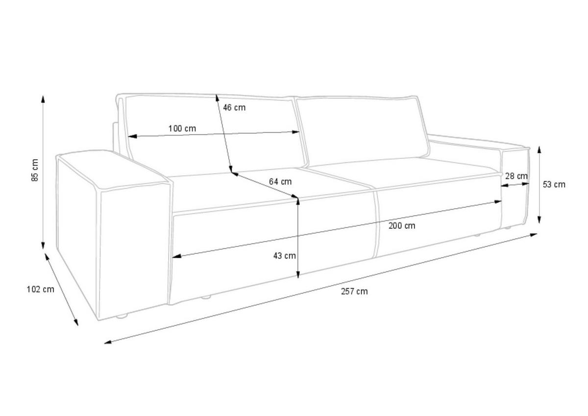 SOFA FIORD Beige 257x102x85 cm - Beige, Textil (257/85/102cm) - FURNLUX