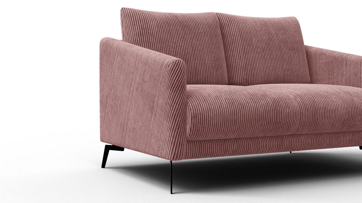 SOFA VILT 2-Sitzer, altrosa - Schwarz/Altrosa, Holzwerkstoff/Textil (142/89/94cm) - Courtois Laville