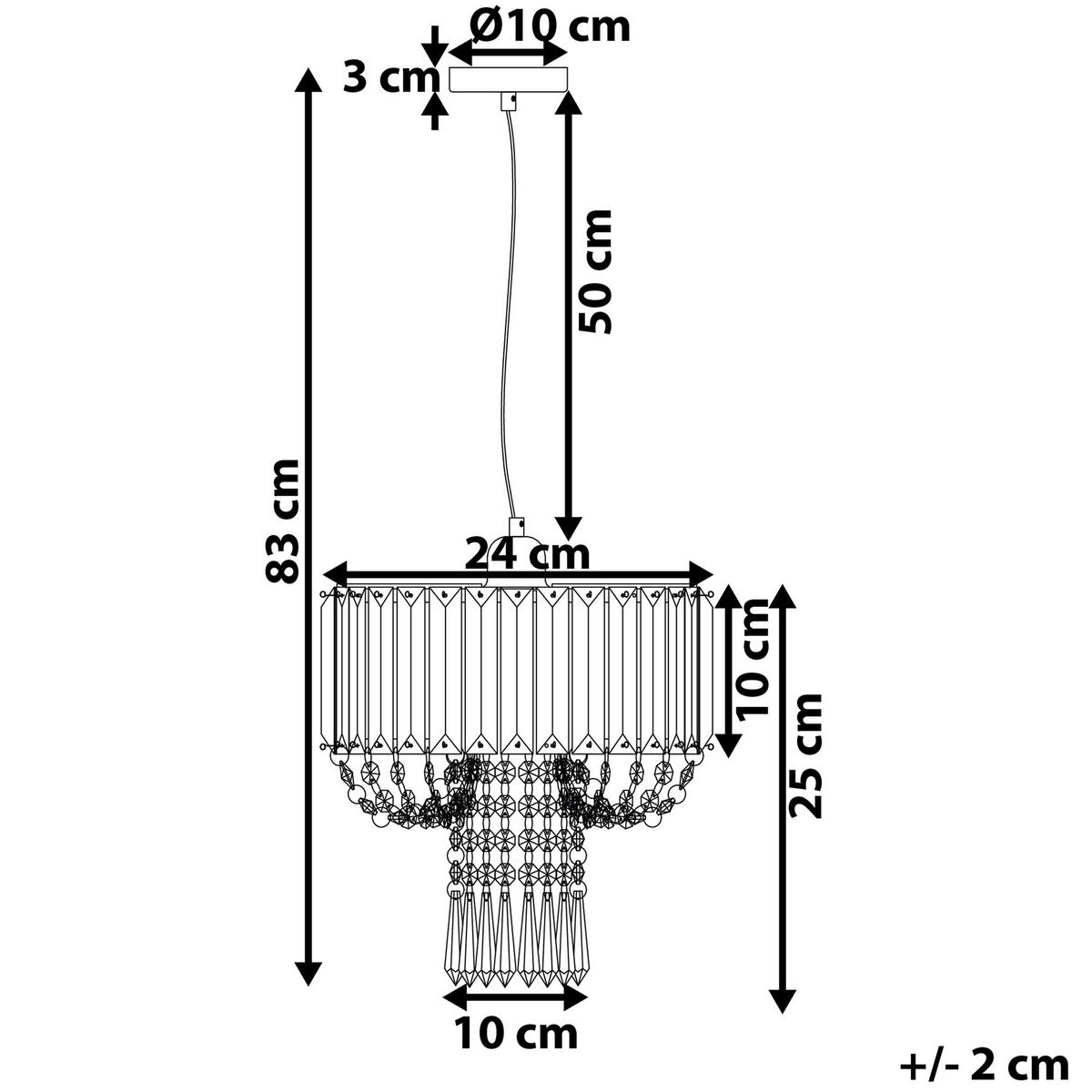 KRONLEUCHTER Adorn 24/24/83 cm - Transparent, Metall (24/24/83cm) - Beliani